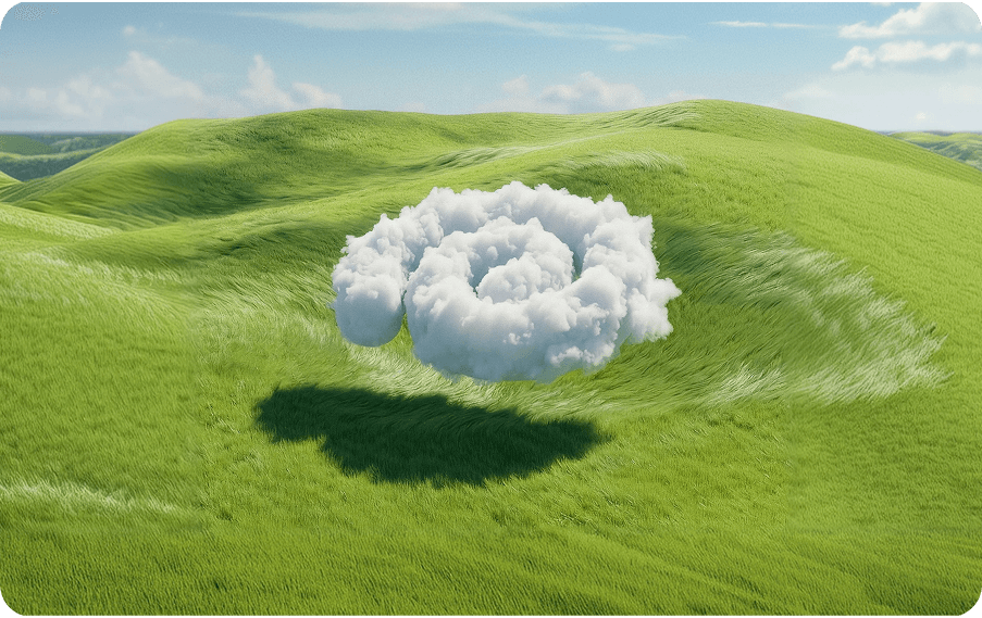 Cloud form in a green landscape